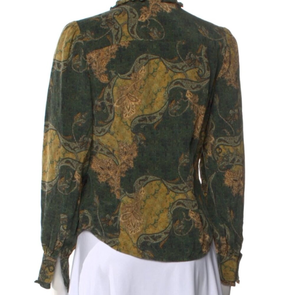 NWOT ULLA JOHNSON Silk Vedra Blouse in Alpine XS $420 - Picture 9 of 9